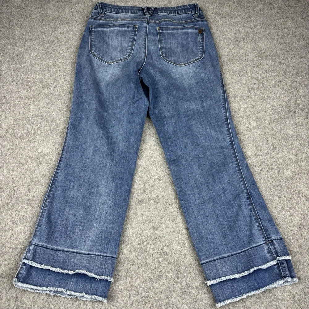 Democracy Absolution Jeans Womens 8 Wide Leg Raw Hem Stretch Denim Blue Casual - Picture 7 of 14